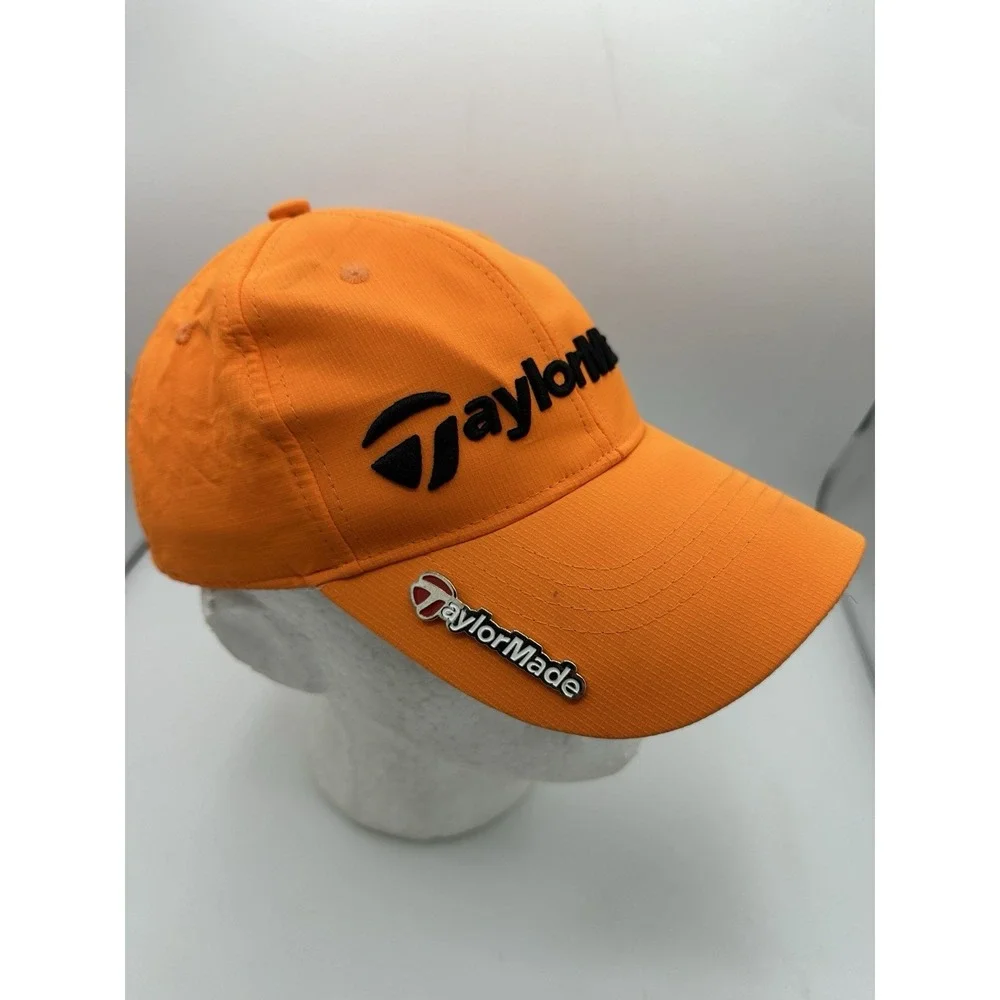 TaylorMade R15 Hat Mens Orange Golf Cap Adjustable Strapback Logo Pin